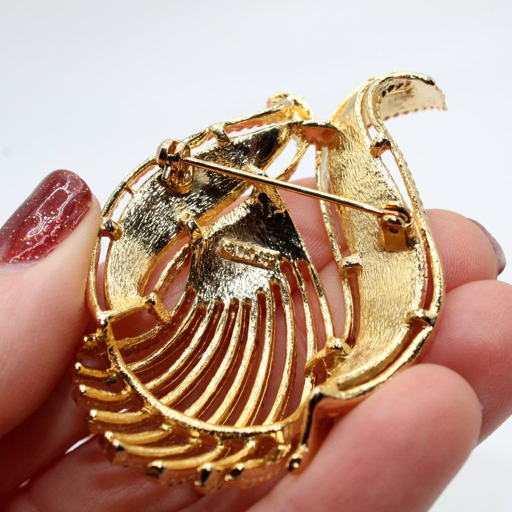 Vintage Mid-Century Gold Lisner Brooch Pin - Picture 3 of 4